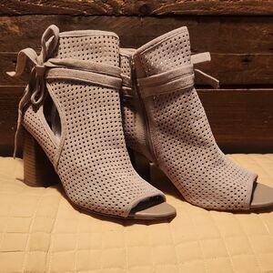 Perforated Gray Ankle Boots